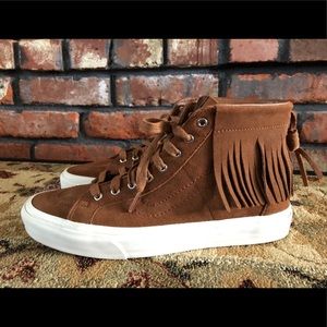 Unique Brown leather VANS high top sneakers